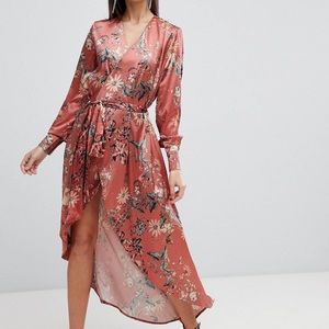 Club L Floral Long Sleeve Wrap Maxi Dress